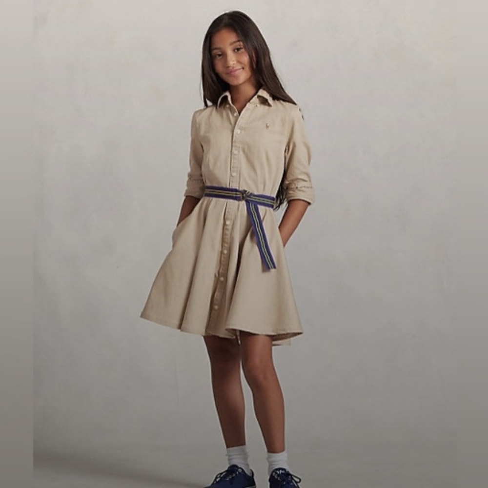 NWT! Khaki Ralph Lauren Core Replen Girl’s Belted Shirtdress